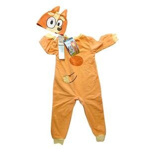 Bluey Bingo Toddler Blanket Sleeper Pajamas with Cap Orange 2T New QF165KBSTG